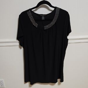 Suzie In The City Black Blouse with Silver Detailing